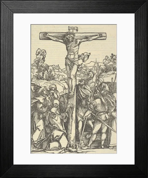 Framed Print : The Crucifixion, from Der beschlossen gart des rosenkranzes marie, 1505 Framed Print : The Crucifixion, from Der beschlossen gart des rosenkranzes marie, 1505