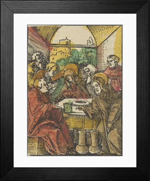 Framed Print : The Wedding at Cana, from Das Plenarium, 1517. Creator: Hans Schaufelein the Elder Framed Print : The Wedding at Cana, from Das Plenarium, 1517. Creator: Hans Schaufelein the Elder