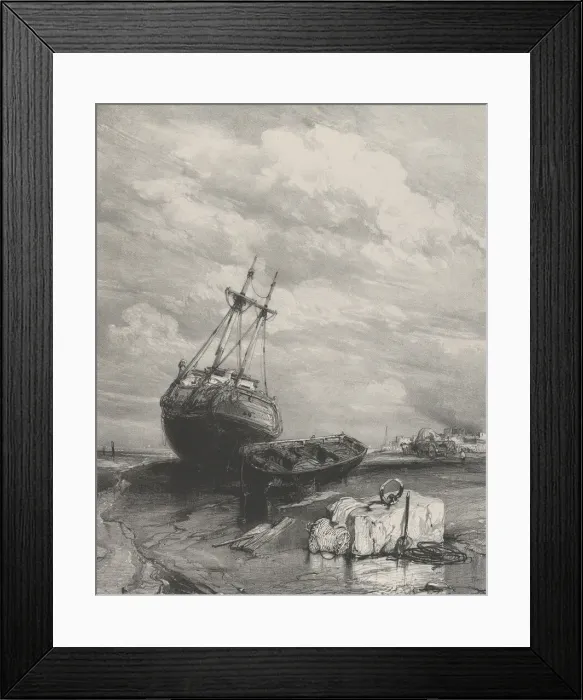 Framed Print : Low Tide, 1833. Creator: Eugene Isabey Framed Print : Low Tide, 1833. Creator: Eugene Isabey