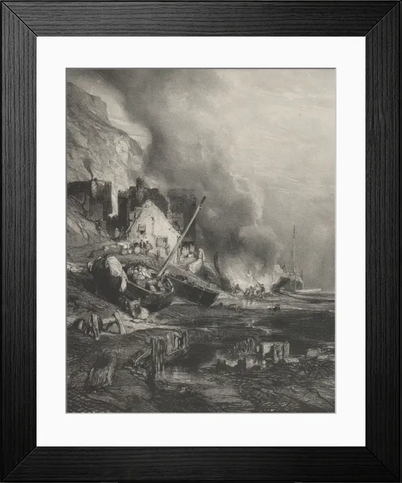 Framed Print : Refitting of a Ship at Low Tide, 1833. Creator: Eugene Isabey Framed Print : Refitting of a Ship at Low Tide, 1833. Creator: Eugene Isabey