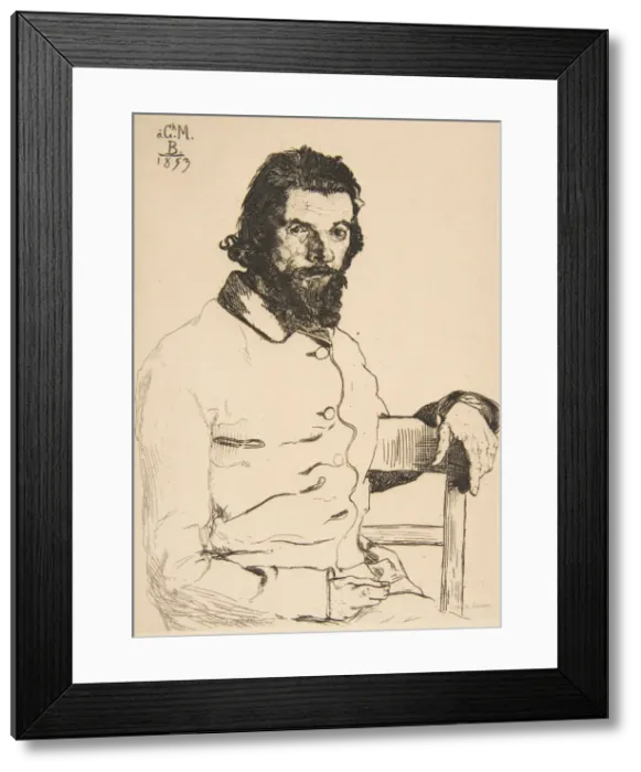 Framed Print : Portrait of Charles Meryon, 1853. Creator: Felix Bracquemond Framed Print : Portrait of Charles Meryon, 1853. Creator: Felix Bracquemond