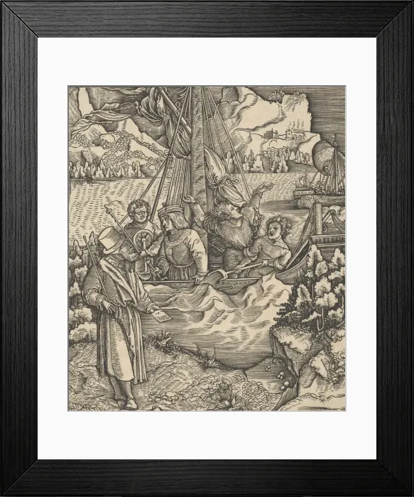 Framed Print : Unfalo Endangering Theuerdancks Ship, from Theuerdanck, 1517 Framed Print : Unfalo Endangering Theuerdancks Ship, from Theuerdanck, 1517