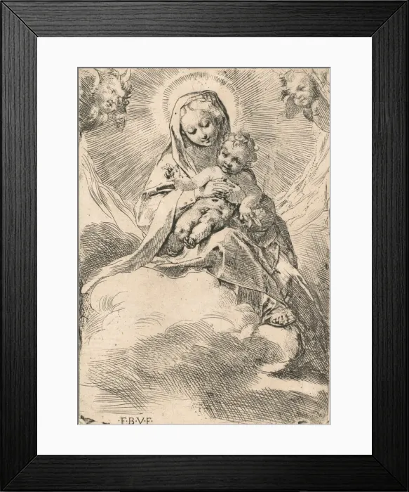 Framed Print : The Virgin seated on a cloud, 1580-84. Creator: Federico Barocci Framed Print : The Virgin seated on a cloud, 1580-84. Creator: Federico Barocci