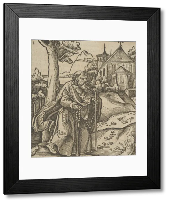 Framed Print : An Old Pilgrim Walking to the Right, from Hymmelwagen auff dem, wer wol lebt... 1517 Framed Print : An Old Pilgrim Walking to the Right, from Hymmelwagen auff dem, wer wol lebt... 1517