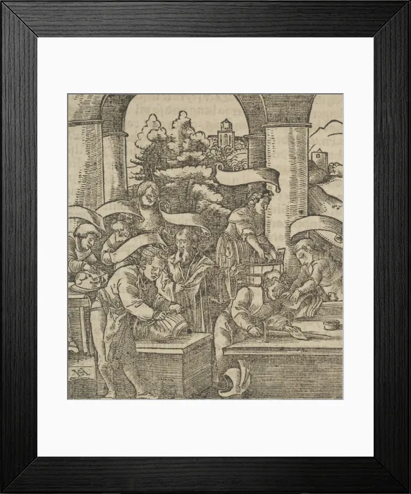 Framed Print : The Making of Armours, from Hymmelwagen auff dem, wer wol lebt... 1517 Framed Print : The Making of Armours, from Hymmelwagen auff dem, wer wol lebt... 1517