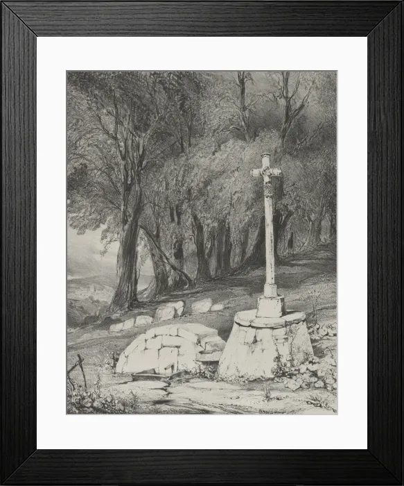 Framed Print : Croix sur la route de Clermont aRoyal, 1831. Creator: Godefroy Engelmann Framed Print : Croix sur la route de Clermont aRoyal, 1831. Creator: Godefroy Engelmann