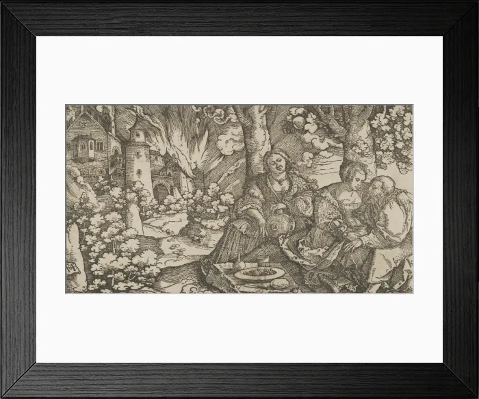 Framed Print : Lot and his Daughters, ca. 1530. Creator: Hans Schaufelein the Elder Framed Print : Lot and his Daughters, ca. 1530. Creator: Hans Schaufelein the Elder