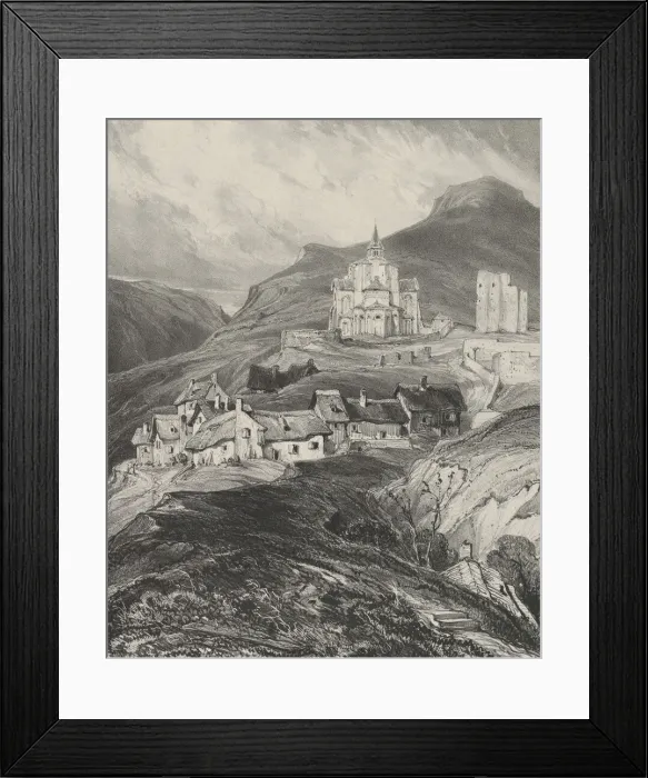 Framed Print : Abside exterieur de l eglise Saint-Nectaire, 1831. Creator: Godefroy Engelmann Framed Print : Abside exterieur de l eglise Saint-Nectaire, 1831. Creator: Godefroy Engelmann