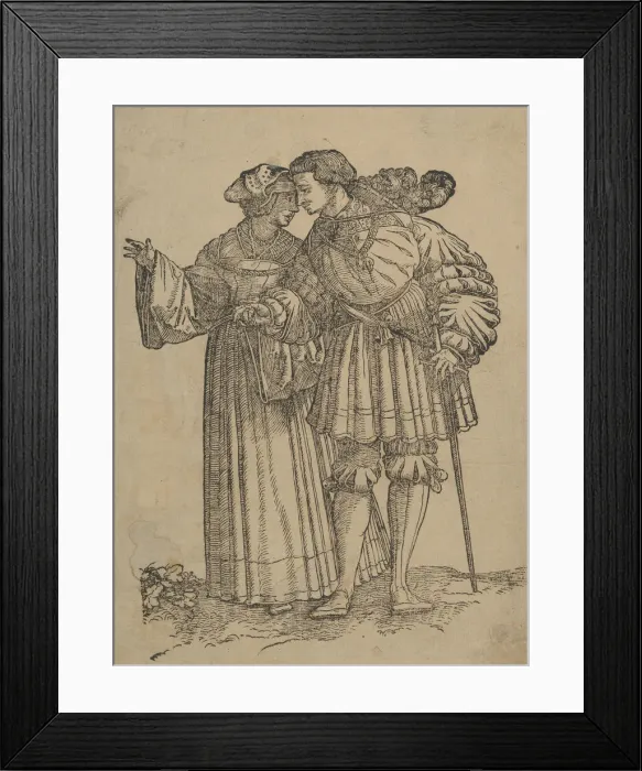 Framed Print : Dancing Couple (IV), from The Wedding Dancers. Creator: Hans Schaufelein the Elder