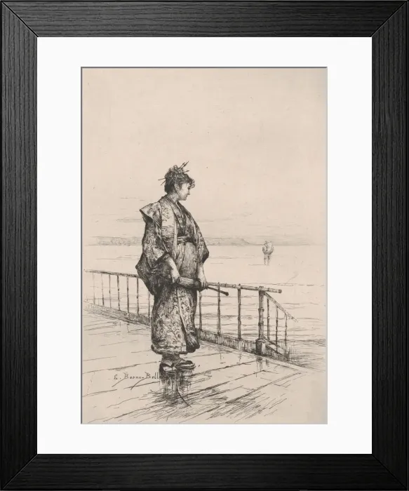 Framed Print : Japonaise, (Japanese Woman), 1877. Creator: Etienne Berne-Bellecour Framed Print : Japonaise, (Japanese Woman), 1877. Creator: Etienne Berne-Bellecour