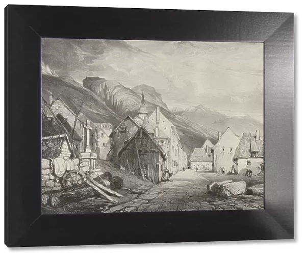 Entree du village des Bains, 1831. Creators: Godefroy Engelmann, Eugene Ciceri