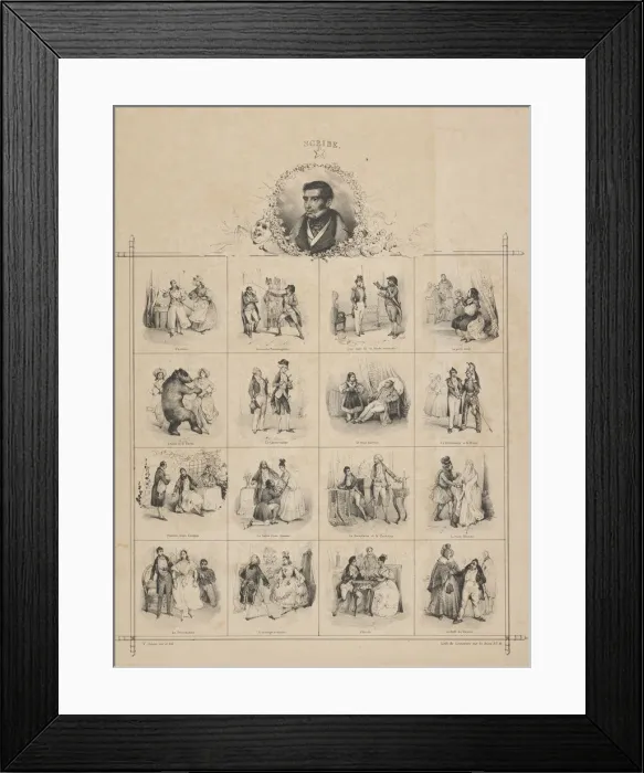 Framed Print : Augustin-Eugene Scribe with Characters, 19th century. Creator: Victor Adam Framed Print : Augustin-Eugene Scribe with Characters, 19th century. Creator: Victor Adam