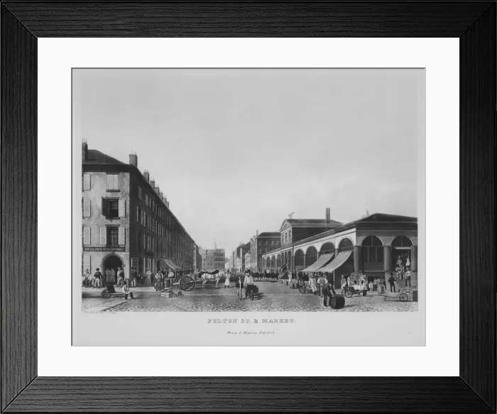 Framed Print : Fulton Street & Market, New York (The Bennett View of Fulton Street), 1834 Framed Print : Fulton Street & Market, New York (The Bennett View of Fulton Street), 1834