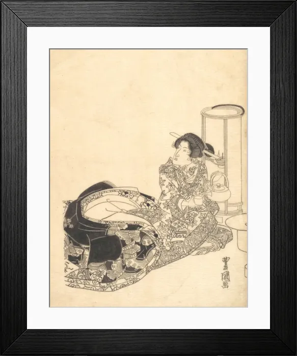 Framed Print : Courtesan or Actor as Courtesan Pouring Tea by the Light of a Lantern Framed Print : Courtesan or Actor as Courtesan Pouring Tea by the Light of a Lantern