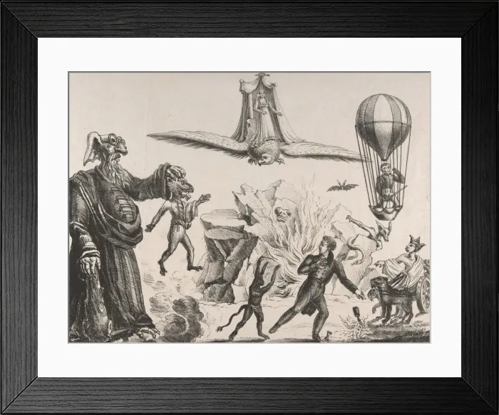 Framed Print : Monsters, Monkeys, and Men, ca. 1820. Creator: Anon Framed Print : Monsters, Monkeys, and Men, ca. 1820. Creator: Anon