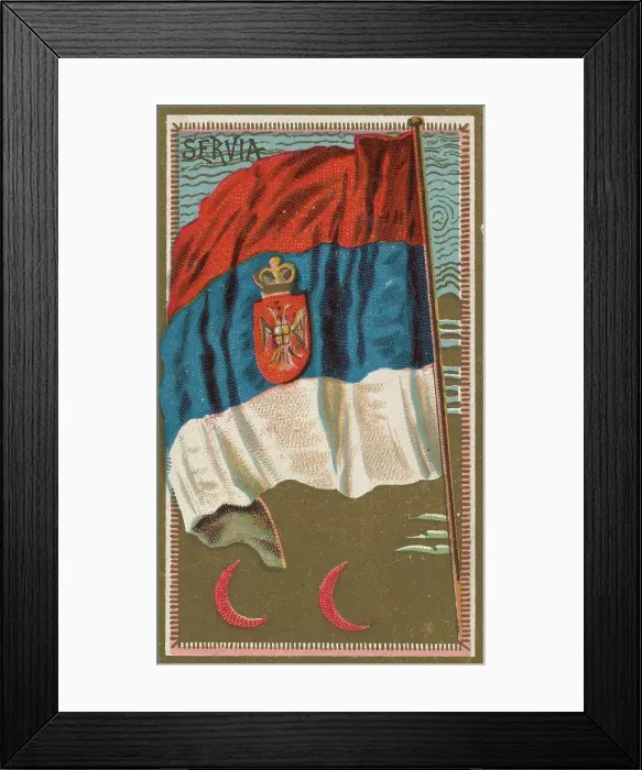Framed Print : Serbia, from Flags of All Nations, Series 2 (N10) for Allen & Framed Print : Serbia, from Flags of All Nations, Series 2 (N10) for Allen &