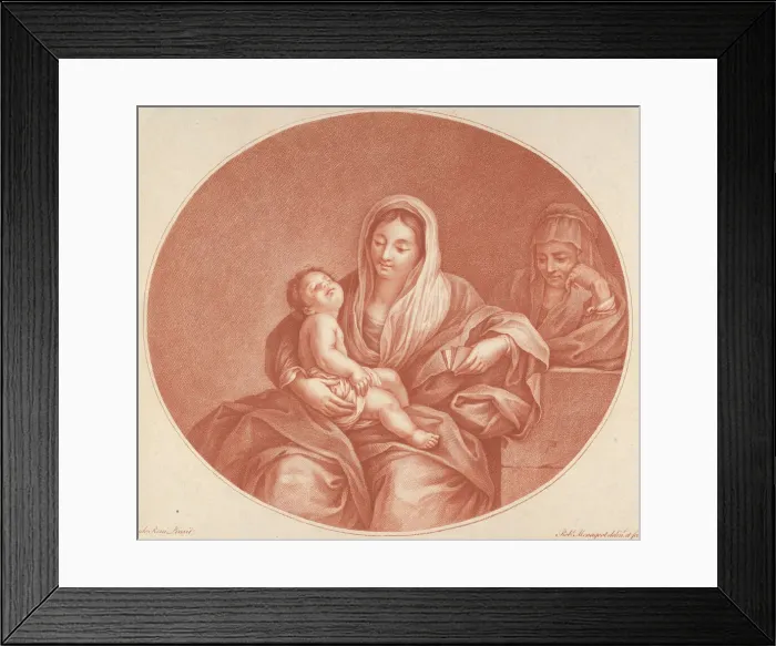 Framed Print : The Virgin seated with the infant Christ sleeping in her lap, Saint Elizabeth at right Framed Print : The Virgin seated with the infant Christ sleeping in her lap, Saint Elizabeth at right