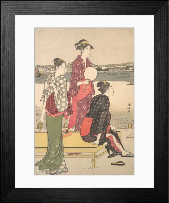 Framed Print : Evening on the Banks of the Sumida River. Creator: Torii Kiyonaga