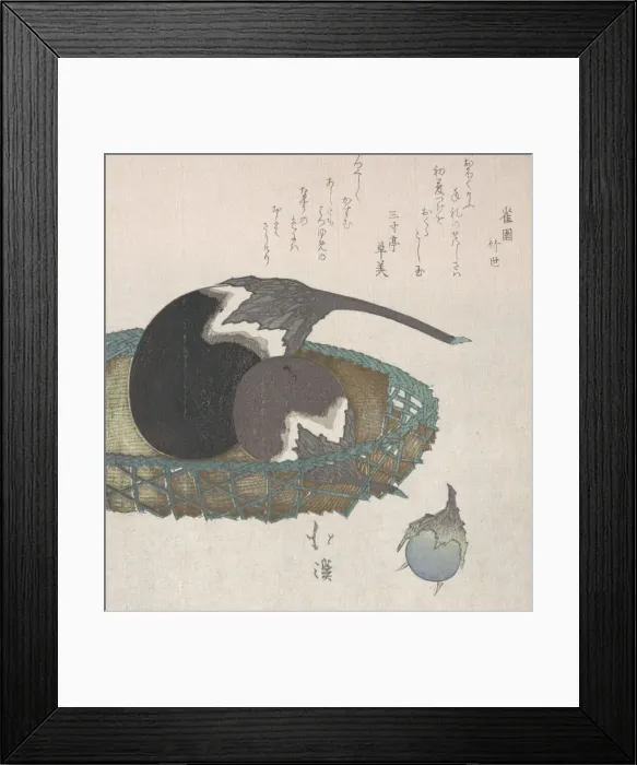 Framed Print : Eggplants in a Basket, 19th century. Creator: Totoya Hokkei Framed Print : Eggplants in a Basket, 19th century. Creator: Totoya Hokkei