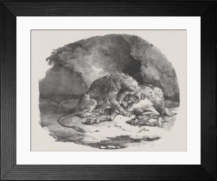 Framed Print : A Horse Being Eaten by a Lion, 1823. Creator: Theodore Gericault Framed Print : A Horse Being Eaten by a Lion, 1823. Creator: Theodore Gericault