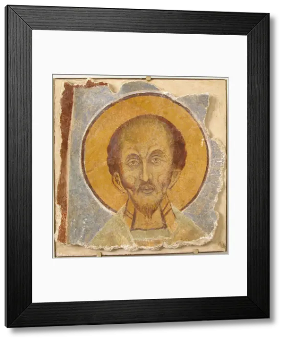 Framed Print : Wall Painting of Male Saint, Byzantine, 12th century, modern restoration