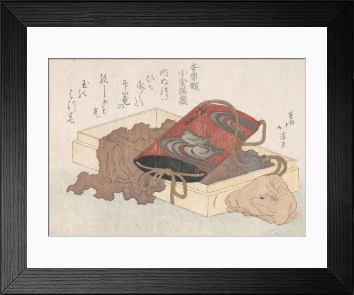 Framed Print : Lacquer Inro with Waterbirds and Ox-shaped Netsuke in a Box From the Spring Rain Framed Print : Lacquer Inro with Waterbirds and Ox-shaped Netsuke in a Box From the Spring Rain