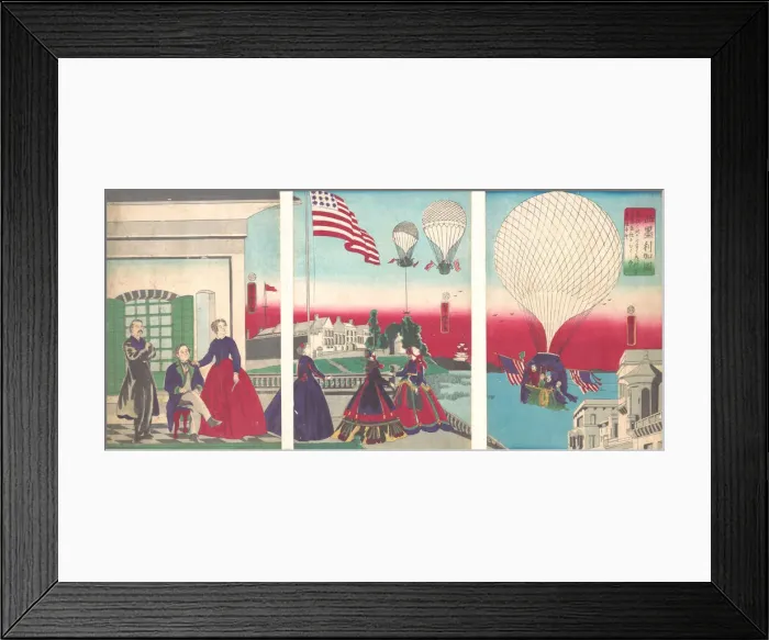 Framed Print : American Balloon Ascension (Amerikakoku), 1867. Creator: Utagawa Yoshitora Framed Print : American Balloon Ascension (Amerikakoku), 1867. Creator: Utagawa Yoshitora