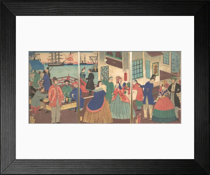 Framed Print : View of Eating and Drinking by People of Five Countries, 1861, 12th month (?) Framed Print : View of Eating and Drinking by People of Five Countries, 1861, 12th month (?)