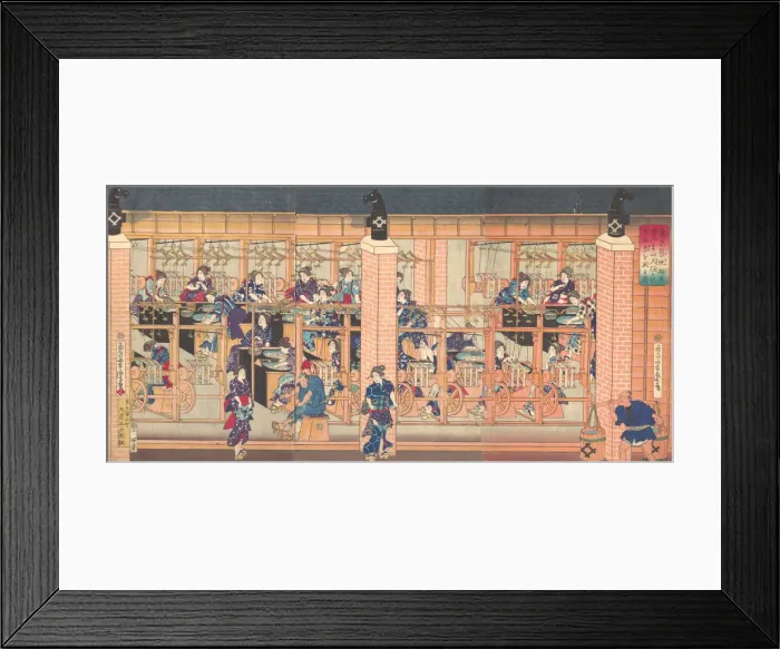 Framed Print : Imported Silk Reeling Machine at Tsukiji in Tokyo, 4th month, 1872 Framed Print : Imported Silk Reeling Machine at Tsukiji in Tokyo, 4th month, 1872