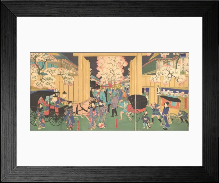 Framed Print : Cherries at Night at New Shimabara, 19th century. Creator: Utagawa Yoshitora Framed Print : Cherries at Night at New Shimabara, 19th century. Creator: Utagawa Yoshitora