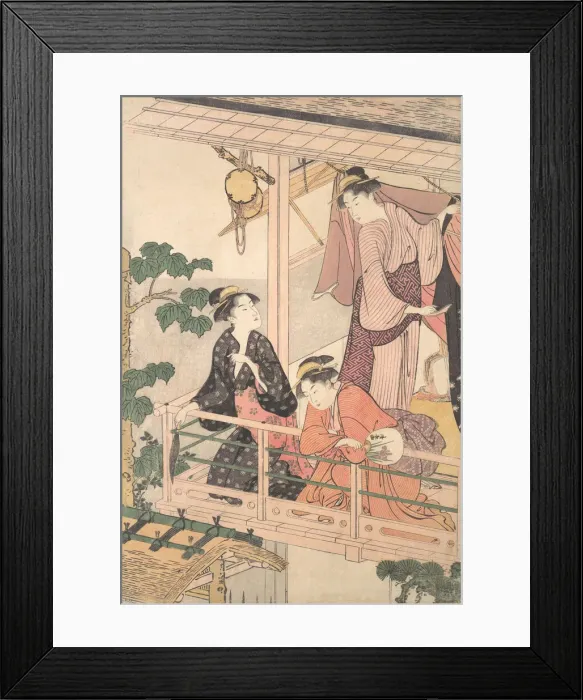 Framed Print : Three Women on a Balcony, ca. 1786. Creator: Torii Kiyonaga Framed Print : Three Women on a Balcony, ca. 1786. Creator: Torii Kiyonaga