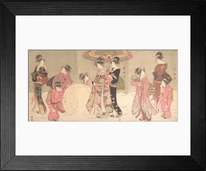 Framed Print : Courtesans and Attendants Making a Giant Snowball, ca. 1796. Creator: Utagawa Toyokuni I Framed Print : Courtesans and Attendants Making a Giant Snowball, ca. 1796. Creator: Utagawa Toyokuni I