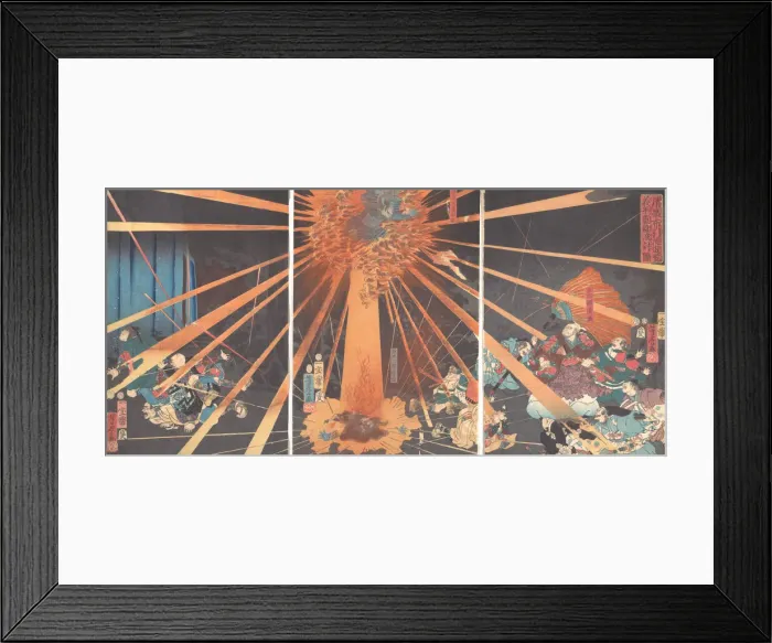 Framed Print : The Ghost of Akugenta Taking Revenge on Nanba at the Nunobiki Waterfall, 1856, 2nd month Framed Print : The Ghost of Akugenta Taking Revenge on Nanba at the Nunobiki Waterfall, 1856, 2nd month