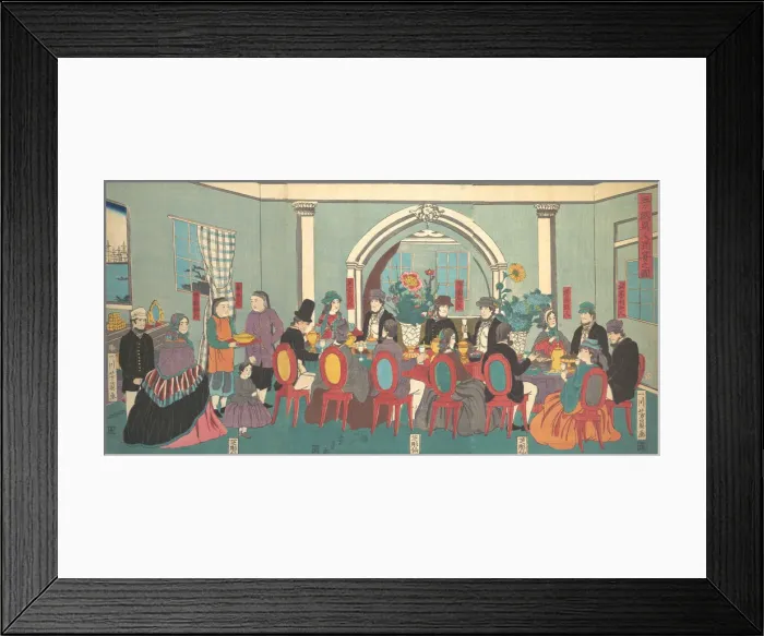 Framed Print : Foreigners from the Five Nations Enjoying a Banquet, 3rd month, 1861. Creator: Yoshikazu Framed Print : Foreigners from the Five Nations Enjoying a Banquet, 3rd month, 1861. Creator: Yoshikazu