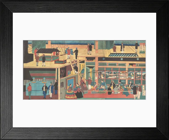 Framed Print : View Inside an American Steamship, 1861 (Bunkyu, 1st year, 4th month). Creator: Yoshikazu Framed Print : View Inside an American Steamship, 1861 (Bunkyu, 1st year, 4th month). Creator: Yoshikazu