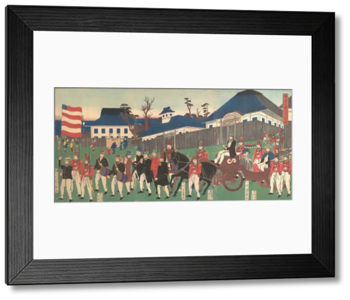 Framed Print : Picture of a Procession of Foreigners at Yokohama, 2nd month, 1861. Creator: Yoshikazu Framed Print : Picture of a Procession of Foreigners at Yokohama, 2nd month, 1861. Creator: Yoshikazu