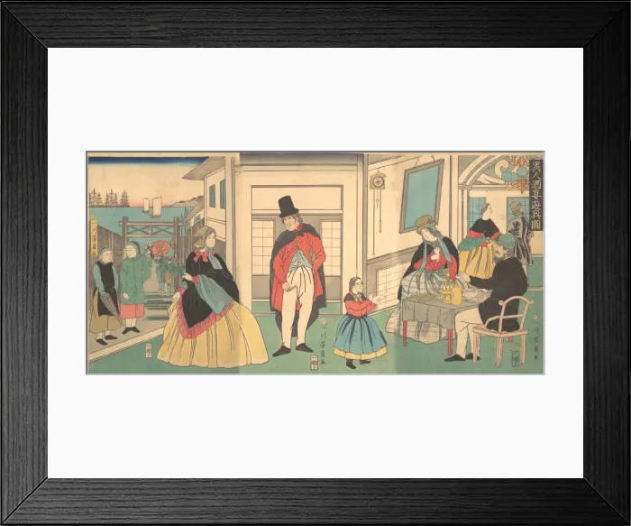Framed Print : Foreigners Enjoying a Banquet, 2nd month, 1862. Creator: Yoshikazu Framed Print : Foreigners Enjoying a Banquet, 2nd month, 1862. Creator: Yoshikazu