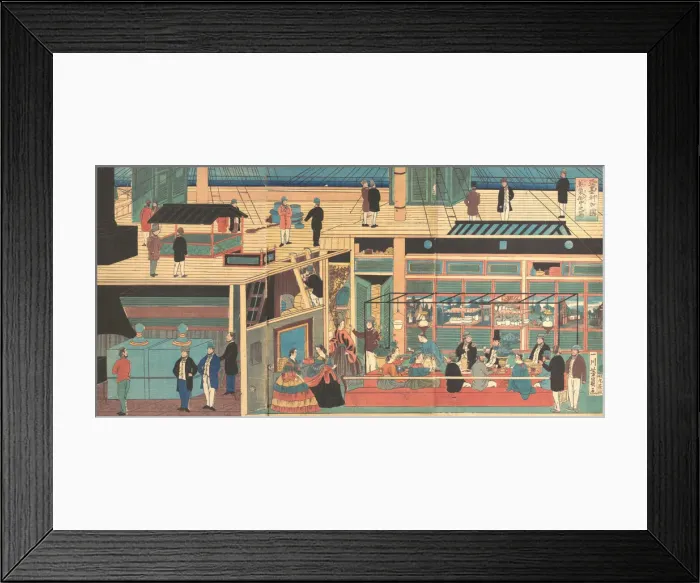 Framed Print : Interior of an American Steamship, 4th month, 1861. Creator: Yoshikazu Framed Print : Interior of an American Steamship, 4th month, 1861. Creator: Yoshikazu
