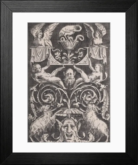 Framed Print : Ornamental Panel, ca. 1514-36. Creator: Agostino Veneziano Framed Print : Ornamental Panel, ca. 1514-36. Creator: Agostino Veneziano