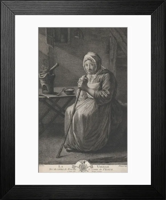 Framed Print : The Old Woman; from the Office of The Count of Vence, 1782-97 Framed Print : The Old Woman; from the Office of The Count of Vence, 1782-97