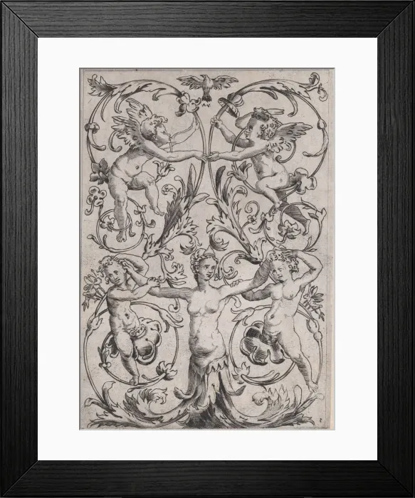 Framed Print : Ornamental Panel, ca. 1514-36. Creator: Agostino Veneziano Framed Print : Ornamental Panel, ca. 1514-36. Creator: Agostino Veneziano