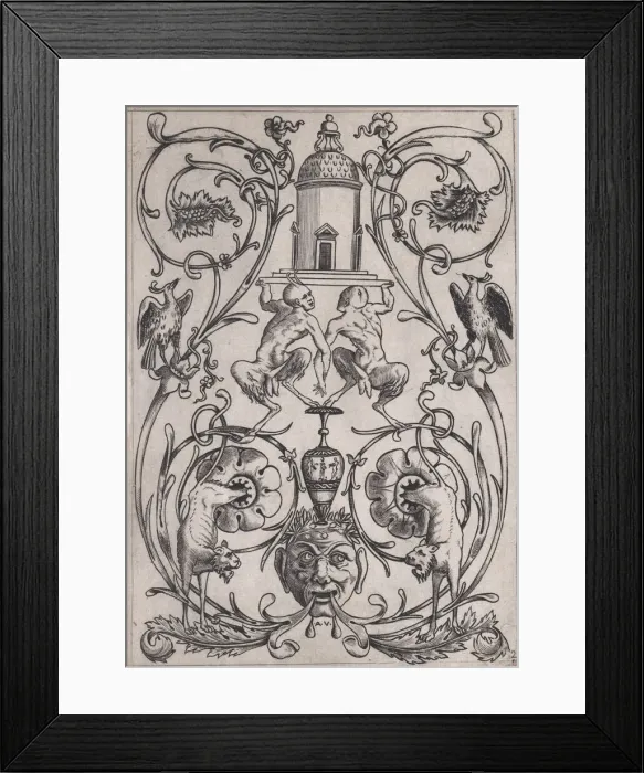Framed Print : Ornamental Panel, ca. 1514-36. Creator: Agostino Veneziano Framed Print : Ornamental Panel, ca. 1514-36. Creator: Agostino Veneziano