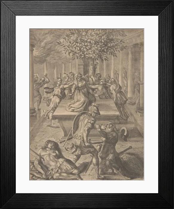 Framed Print : The Sack of Troy-Pyrrhus Killing Priam, before 1654. Creator: Pierre Lombart Framed Print : The Sack of Troy-Pyrrhus Killing Priam, before 1654. Creator: Pierre Lombart