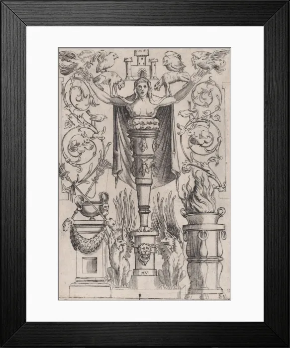 Framed Print : Ornamental Panel, ca. 1514-36. Creator: Agostino Veneziano Framed Print : Ornamental Panel, ca. 1514-36. Creator: Agostino Veneziano