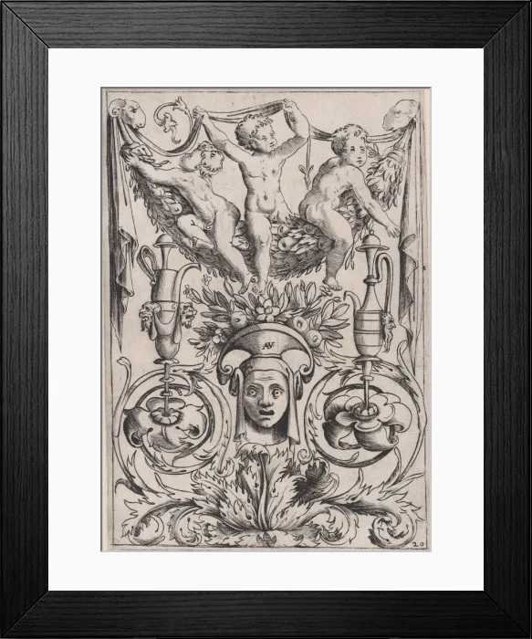 Framed Print : Ornamental Panel, ca. 1514-36. Creator: Agostino Veneziano Framed Print : Ornamental Panel, ca. 1514-36. Creator: Agostino Veneziano