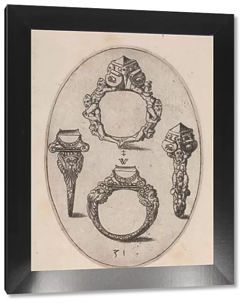 Designs for Four Rings, Plate 31 from Livre d Aneaux d Orfevrerie, 1561
