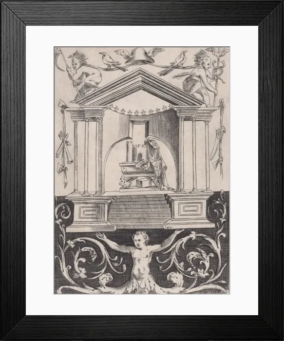 Framed Print : Ornamental Panel, ca. 1514-36. Creator: Agostino Veneziano Framed Print : Ornamental Panel, ca. 1514-36. Creator: Agostino Veneziano