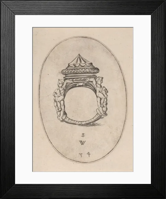 Framed Print : Design for a Ring with a Large Faceted Gemstone, Plate 34 from Livre d Aneaux Framed Print : Design for a Ring with a Large Faceted Gemstone, Plate 34 from Livre d Aneaux