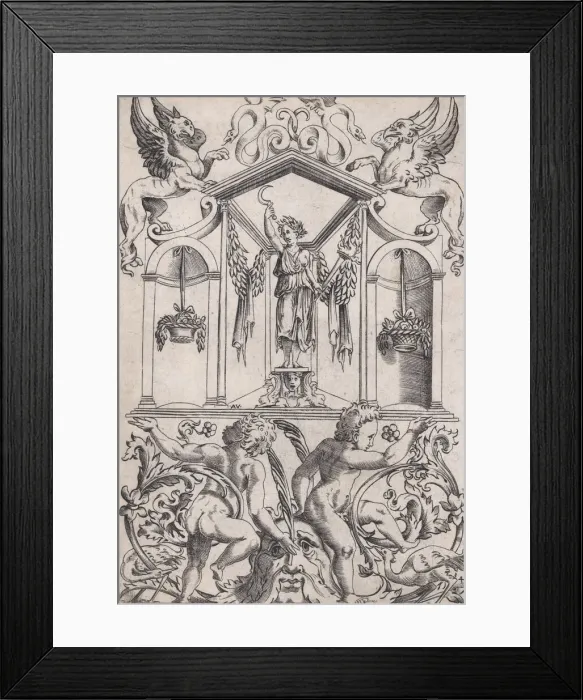 Framed Print : Ornamental Panel, ca. 1514-36. Creator: Agostino Veneziano Framed Print : Ornamental Panel, ca. 1514-36. Creator: Agostino Veneziano