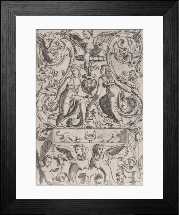 Framed Print : Ornamental Panel, ca. 1514-36. Creator: Agostino Veneziano Framed Print : Ornamental Panel, ca. 1514-36. Creator: Agostino Veneziano